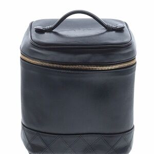 CHANEL Quilted Vanity Case with Gold Trim GUC